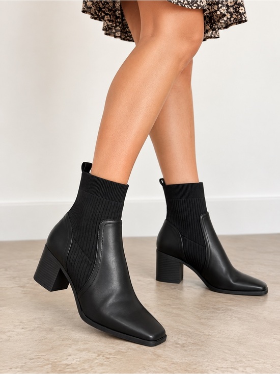 Journee Collection Shoes - Journee Collection Black Sock Ankle Boots Women size 11 Sleek Block Heel western